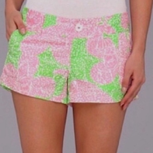 Lilly Pulitzer The Walsh Short Limeade Cheat Ya Green Pink Summer Print Shorts 2 - Picture 14 of 14